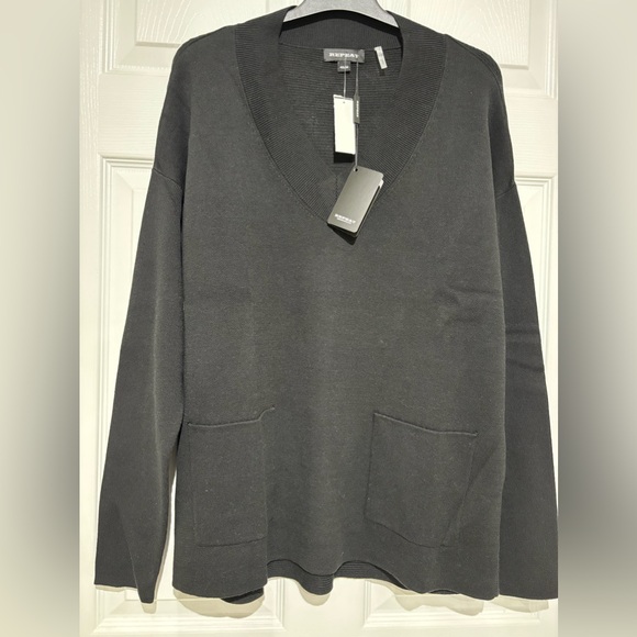 NWT REPEAT  V- Neck  Black Sweater  Size M - Picture 11 of 14